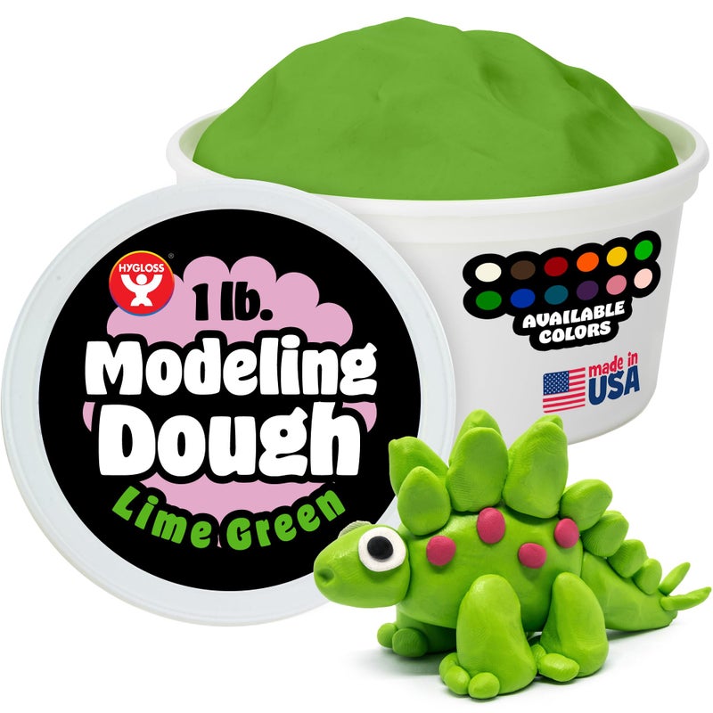 Hygloss Play Modeling Dough for Kids â€“ Safe & Non-Toxic Sensory Dough for Arts and Crafts â€“ 1 lb Tub â€“ Play Clay for Toddler Activities, Preschool Classroom Must-Haves â€“ Lime Green Color, Unscented - Image 1